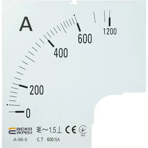 Шкала 600/5А до амперметра А-96-6 Шкала 600/5А до амперметра А-96-6