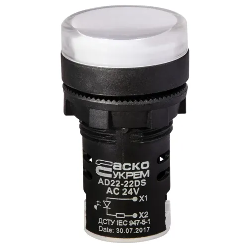 Сигнальна арматура AD22-22DS біла 24V АC/DC Сигнальна арматура AD22-22DS біла 24V АC/DC
