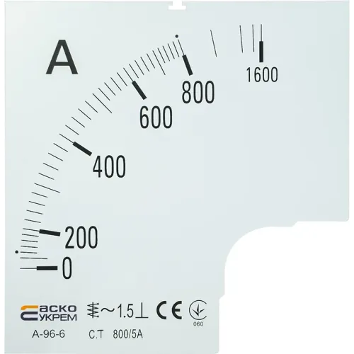 Шкала 800/5А до амперметра А-96-6 Шкала 800/5А до амперметра А-96-6