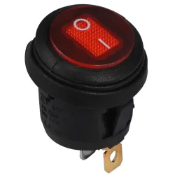 KCD1-5-101NW R/B 220V Перемикач 1 клав.круглий вологозах. червоний з підсвічуванням KCD1-5-101NW R/B 220V Перемикач 1 клав.круглий вологозах. червоний з підсвічуванням