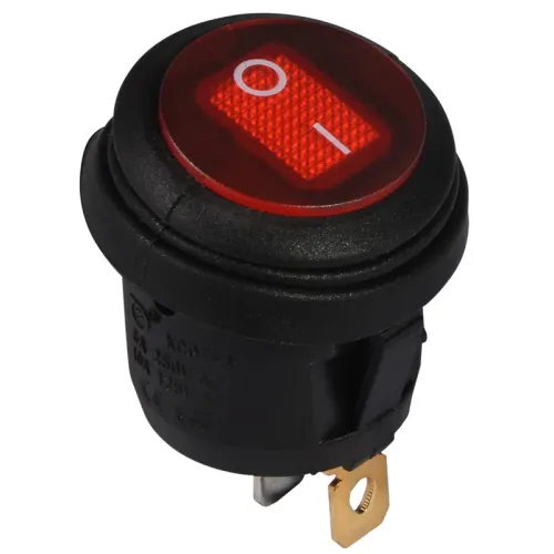 KCD1-5-101NW R/B 220V Перемикач 1 клав.круглий вологозах. червоний з підсвічуванням KCD1-5-101NW R/B 220V Перемикач 1 клав.круглий вологозах. червоний з підсвічуванням