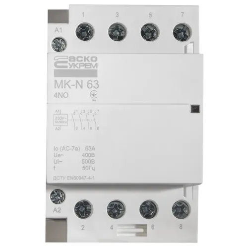 Модульный контактор MK-N 4P 63A 4NO 220V Модульный контактор MK-N 4P 63A 4NO 220V