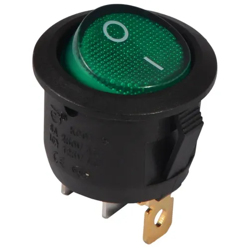 KCD1-5-101N GR/B 220V Переключатель 1 клав. круглый зеленый с подсветкой KCD1-5-101N GR/B 220V Переключатель 1 клав. круглый зеленый с подсветкой