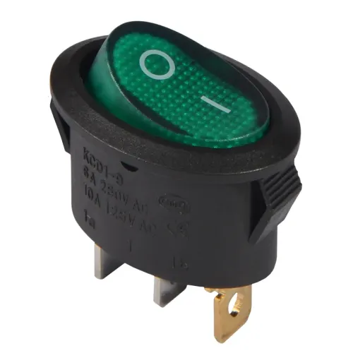 KCD1-9-101N C3-GR/B 220V Переключатель 1 клав. овал. зеленый с подсветкой KCD1-9-101N C3-GR/B 220V Переключатель 1 клав. овал. зеленый с подсветкой