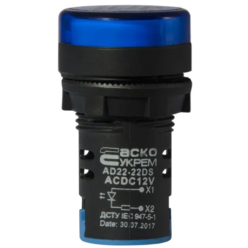 Сигнальная арматура AD22-22DS синяя 12V АC/DC Сигнальная арматура AD22-22DS синяя 12V АC/DC