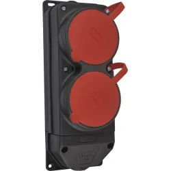 Колодка каучукова 3Р+РЕ з захисними кришками двомісна (2×25А) IP44 Колодка каучукова 3Р+РЕ з захисними кришками двомісна (2×25А) IP44