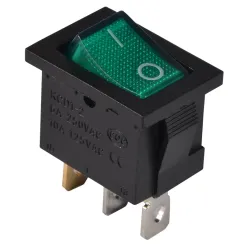 KCD1-2-101N GR/B 220V Перемикач 1 клав. зелений з підсвічуванням KCD1-2-101N GR/B 220V Перемикач 1 клав. зелений з підсвічуванням