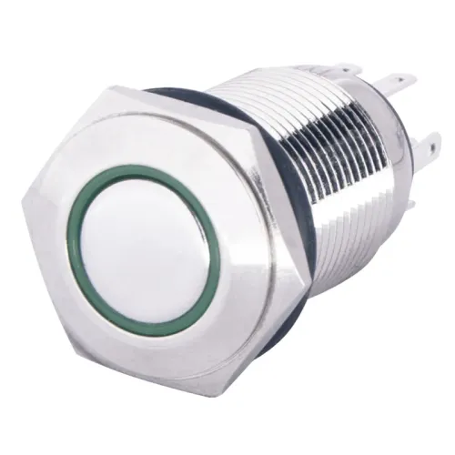 TYJ 16-261 Кнопка металлическая плоская с подсветкой, 1NO+1NC, зеленая 220V. TYJ 16-261 Кнопка металлическая плоская с подсветкой, 1NO+1NC, зеленая 220V.