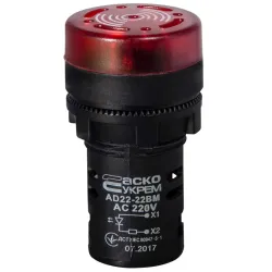 Зумер миготливий AD22-22 BM/r червоний 220V АC Зумер миготливий AD22-22 BM/r червоний 220V АC