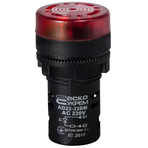 Зумер мигающий AD22-22 BM/r красный 220V АC Зумер мигающий AD22-22 BM/r красный 220V АC