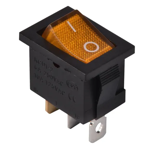 KCD1-2-101N YL/B 220V Перемикач 1 клав. жовтий з підсвічуванням KCD1-2-101N YL/B 220V Перемикач 1 клав. жовтий з підсвічуванням