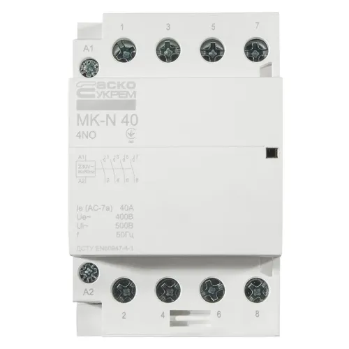 Модульный контактор MK-N 4P 40A 4NO 220V Модульный контактор MK-N 4P 40A 4NO 220V