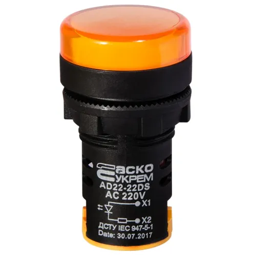 Сигнальна арматура AD22-22DS жовта 220V АC Сигнальна арматура AD22-22DS жовта 220V АC