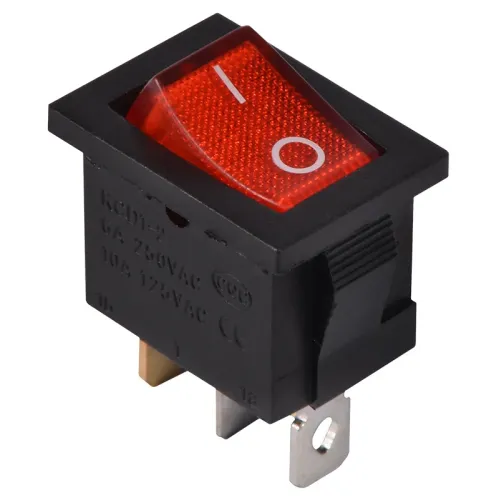 KCD1-2-101N R/B 220V Перемикач 1 клав. червоний з підсвічуванням KCD1-2-101N R/B 220V Перемикач 1 клав. червоний з підсвічуванням