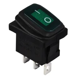 KCD1-2-101NW GR/B 220V Перемикач 1 клав. вологозах. зелений з підсвічуванням KCD1-2-101NW GR/B 220V Перемикач 1 клав. вологозах. зелений з підсвічуванням