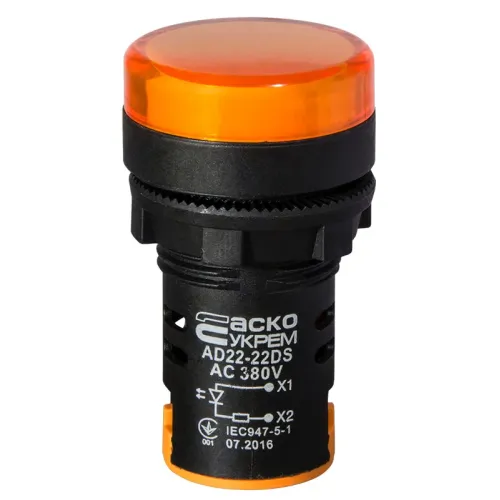 Сигнальна арматура AD22-22DS жовта 380V АC Сигнальна арматура AD22-22DS жовта 380V АC