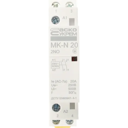 Модульный контактор MK-N 2P 20A 2NO 220V Модульный контактор MK-N 2P 20A 2NO 220V