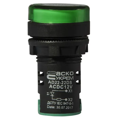 Сигнальная арматура AD22-22DS зеленая 12V АC/DC Сигнальная арматура AD22-22DS зеленая 12V АC/DC