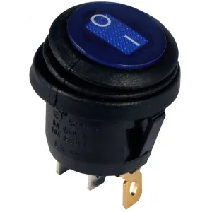KCD1-5-101NW BL/B 220V Перемикач 1 клав.круглий вологозах. синій з підсвічуванням KCD1-5-101NW BL/B 220V Перемикач 1 клав.круглий вологозах. синій з підсвічуванням