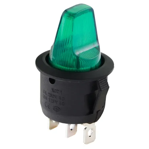 KCD1-5-101NH GR/B 220V Перемикач 1 клав. високий зелений з підсвічуванням KCD1-5-101NH GR/B 220V Перемикач 1 клав. високий зелений з підсвічуванням