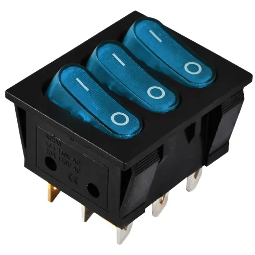 KCD2-3101N C3-BL/B 220V Перемикач 3 клав. синій з підсвічуванням KCD2-3101N C3-BL/B 220V Перемикач 3 клав. синій з підсвічуванням