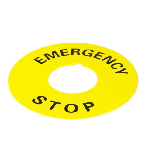 Табличка маркировочная EMERGENCY STOP желтая круглая для кнопок XB2 Табличка маркировочная EMERGENCY STOP желтая круглая для кнопок XB2
