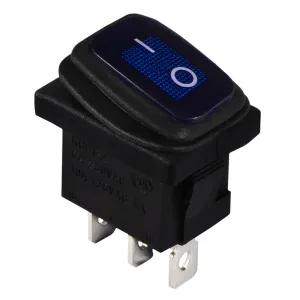 KCD1-2-101NW BL/B 220V Перемикач 1 клав. вологозах. синій з підсвічуванням KCD1-2-101NW BL/B 220V Перемикач 1 клав. вологозах. синій з підсвічуванням