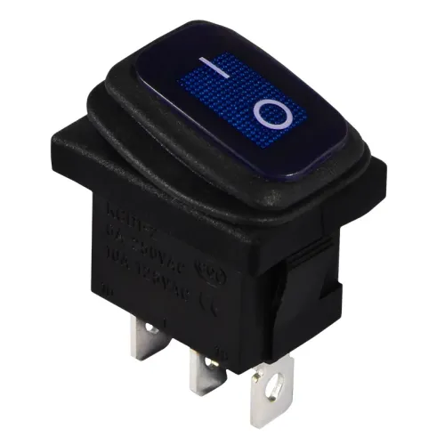 KCD1-2-101NW BL/B 220V Перемикач 1 клав. вологозах. синій з підсвічуванням KCD1-2-101NW BL/B 220V Перемикач 1 клав. вологозах. синій з підсвічуванням