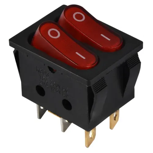 KCD2-5-2101N R/B 220V Переключатель 2 клав. красный с подсветкой KCD2-5-2101N R/B 220V Переключатель 2 клав. красный с подсветкой