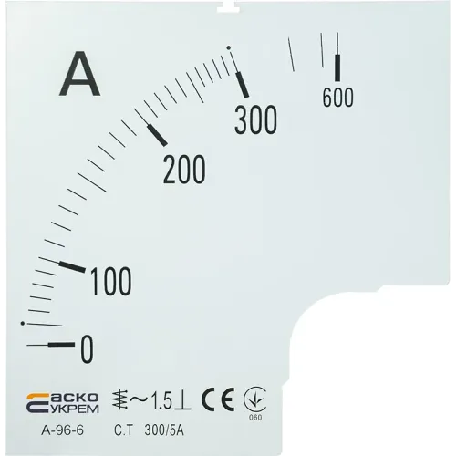 Шкала 300/5А до амперметра А-96-6 Шкала 300/5А до амперметра А-96-6