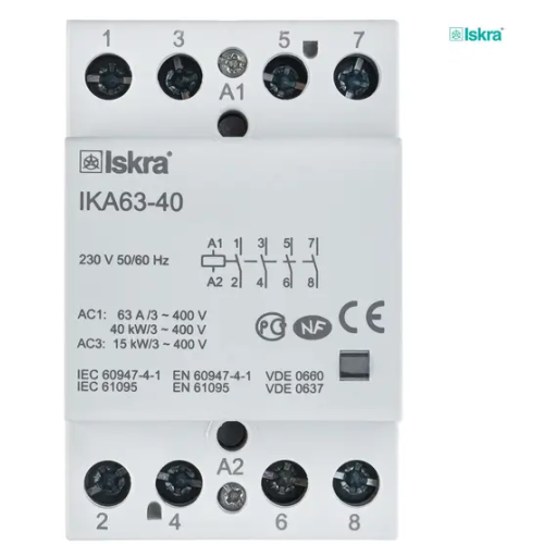 Модульний контактор ISKRA IKA 63A 24V AC/DC 3NC+1NO Модульний контактор ISKRA IKA 63A 24V AC/DC 3NC+1NO