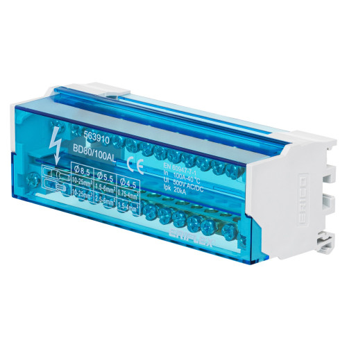 Двополюсна колодка nVent Eriflex BD 80/100AL 14 виходів Двополюсна колодка nVent Eriflex BD 80/100AL 14 виходів