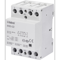 Модульний контактор ISKRA IKA 63A 230V AC 2NO+2NC Модульний контактор ISKRA IKA 63A 230V AC 2NO+2NC