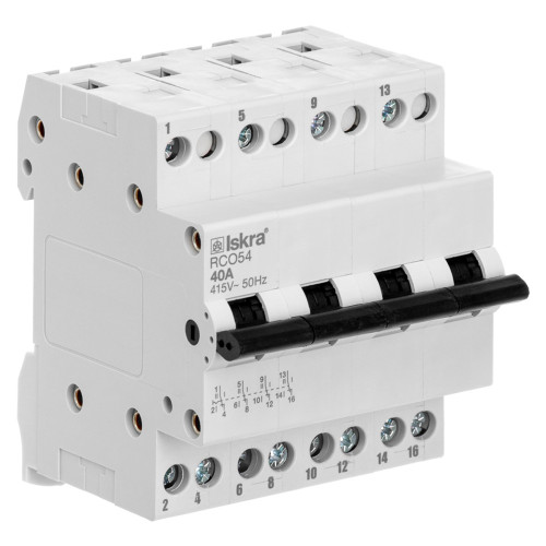Модульный переключатель нагрузки ISKRA RCO54 4P 40A Модульный переключатель нагрузки ISKRA RCO54 4P 40A
