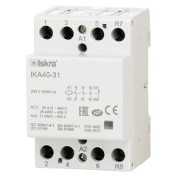 Модульний контактор ISKRA IKA 40A 230V AC 3NO+1NC Модульний контактор ISKRA IKA 40A 230V AC 3NO+1NC