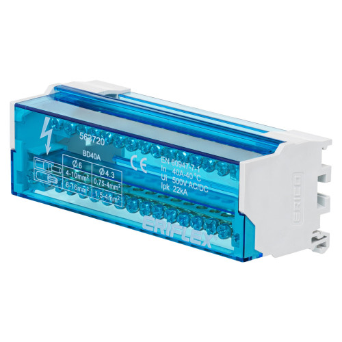 Двополюсна колодка nVent Eriflex BD 40A 16 виходів Двополюсна колодка nVent Eriflex BD 40A 16 виходів
