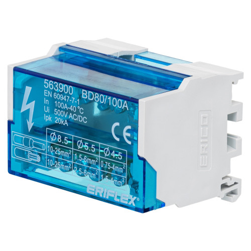 Двополюсна колодка nVent Eriflex BD 80/100A 6 виходів Двополюсна колодка nVent Eriflex BD 80/100A 6 виходів