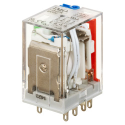 Проміжне реле 4P 5A 220V DC LED+Тест + Колодка зі скобою тип D Проміжне реле 4P 5A 220V DC LED+Тест + Колодка зі скобою тип D