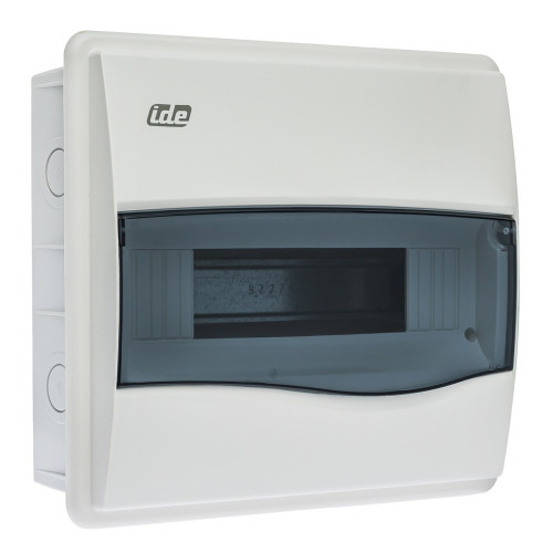 Корпус розподільчий внутр. IDE прозоре вікно ORO,1×12 модуля 248×283x97, IP40, з шинами N і PE Корпус розподільчий внутр. IDE прозоре вікно ORO,1×12 модуля 248×283x97, IP40, з шинами N і PE