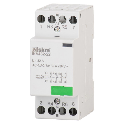 Модульный контактор ISKRA IKA 32A 230V AC 2NO+2NC Модульный контактор ISKRA IKA 32A 230V AC 2NO+2NC