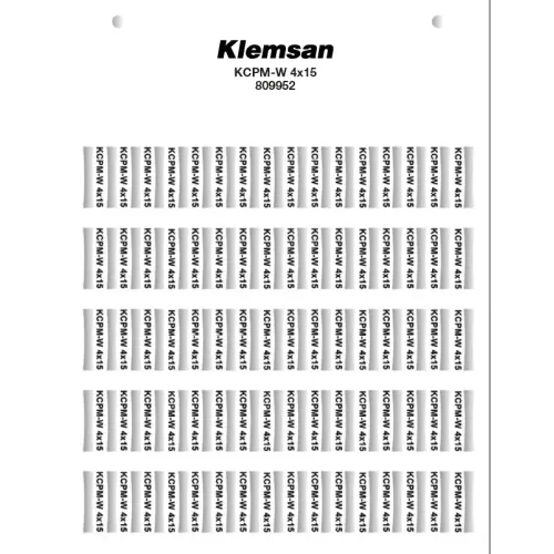 Маркировка KCPM-W Klemsan 4X15 для держателей KCKKS/KKS Маркировка KCPM-W Klemsan 4X15 для держателей KCKKS/KKS