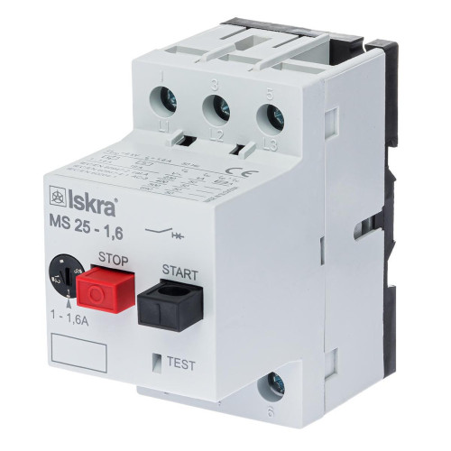 Автомат защиты двигателя ISKRA 1,6A серии MS25 Автомат защиты двигателя ISKRA 1,6A серии MS25