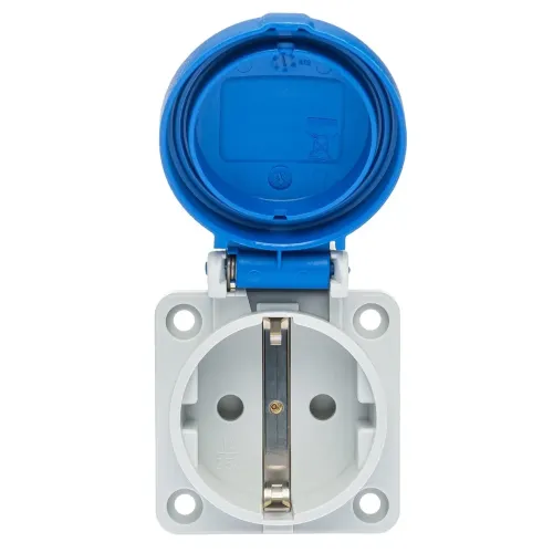 Розетка настенная IDE SCHUKO 2P+E 16A 250V IP54, винтовой зажим Розетка настенная IDE SCHUKO 2P+E 16A 250V IP54, винтовой зажим