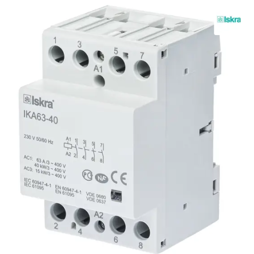 Модульный контактор ISKRA IKA 40A 24V AC/DC 3NO+1NC Модульный контактор ISKRA IKA 40A 24V AC/DC 3NO+1NC