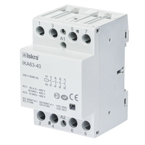 Модульний контактор ISKRA IKA 63A 230V AC 4NO Модульний контактор ISKRA IKA 63A 230V AC 4NO
