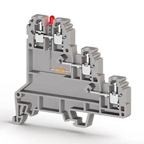 Клема Klemsan PUK 3 SLD 24V DC PNP трехуровневая 2.5 мм серая Клема Klemsan PUK 3 SLD 24V DC PNP трехуровневая 2.5 мм серая
