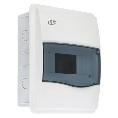 Корпус розподільчий внутр. IDE прозоре вікно ORO,1×8 модуля 248×210x97, IP40, з шинами N і PE Корпус розподільчий внутр. IDE прозоре вікно ORO,1×8 модуля 248×210x97, IP40, з шинами N і PE