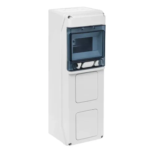 Настенный корпус для сил. розеток IDE с отверстиями STAR 1×6 MOD 436×142x137mm, IP65, шины N+PE Настенный корпус для сил. розеток IDE с отверстиями STAR 1×6 MOD 436×142x137mm, IP65, шины N+PE