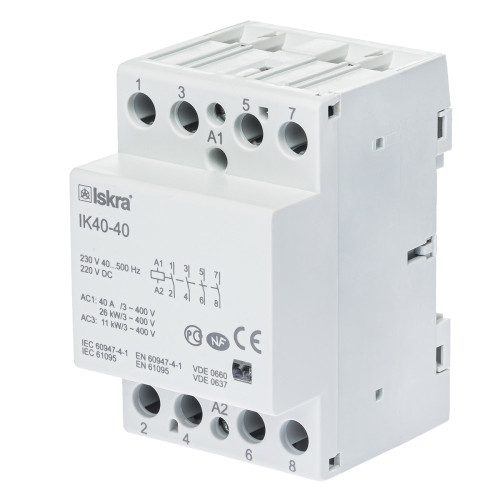 Модульный контактор ISKRA IKA 40A 230V AC/DC 4NO Модульный контактор ISKRA IKA 40A 230V AC/DC 4NO