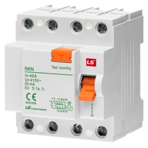 Устройство защитного отключения LS ELECTRIC RKN 40A 3P+N 0.3A Устройство защитного отключения LS ELECTRIC RKN 40A 3P+N 0.3A